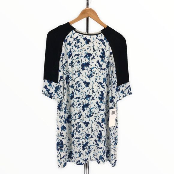 French Connection Porcelain Sheen Tunic Dress Floral Elbow Sleeve size 0 NWT - Picture 3 of 12
